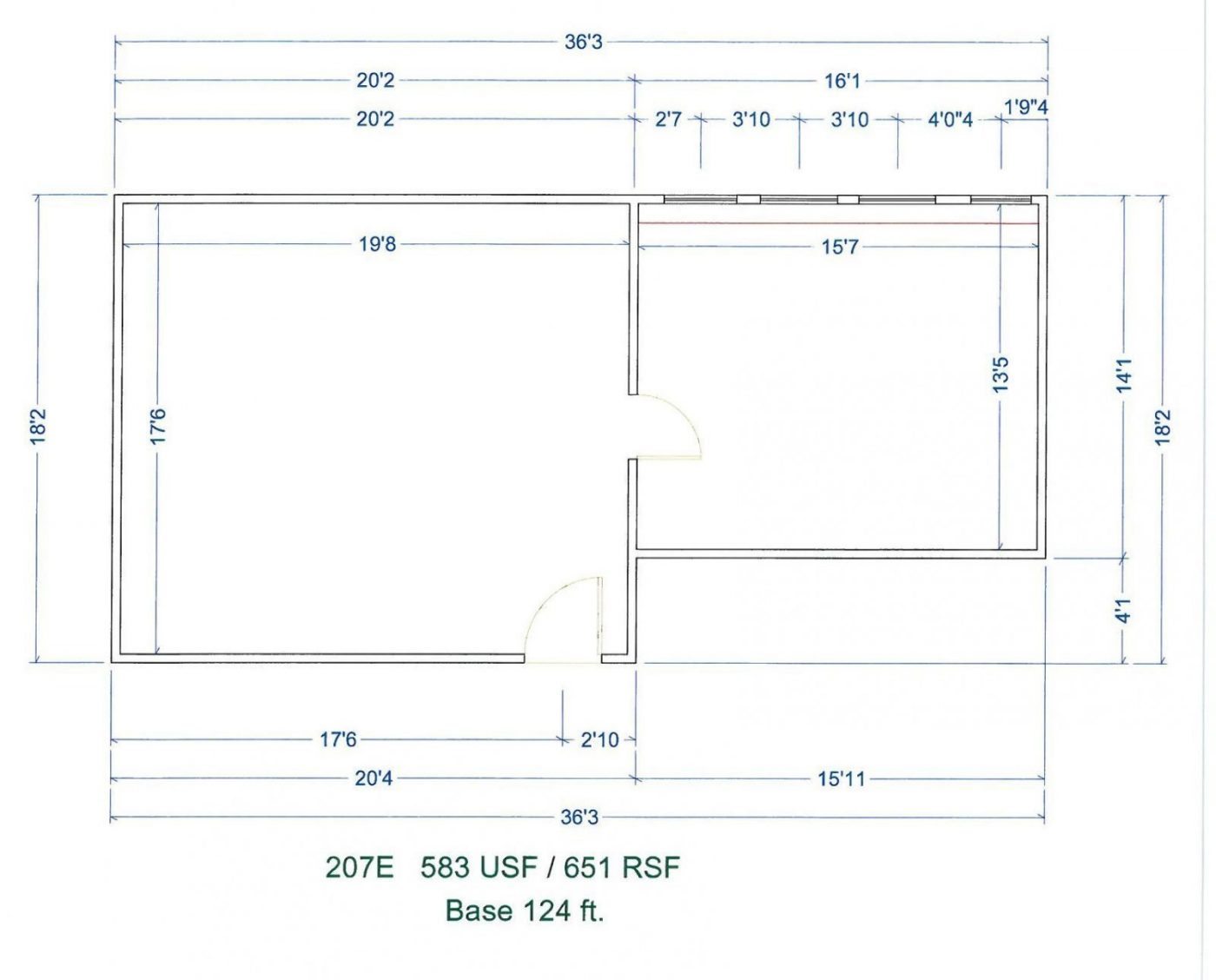 Floor Plan for unit 207E at 15565 Northland Dr Southfield, MI 48075