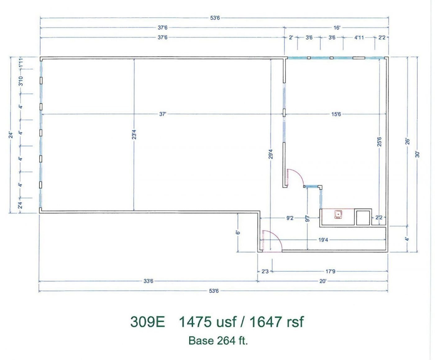 Floor Plan for unit 309E at 15565 Northland Dr Southfield, MI 48075