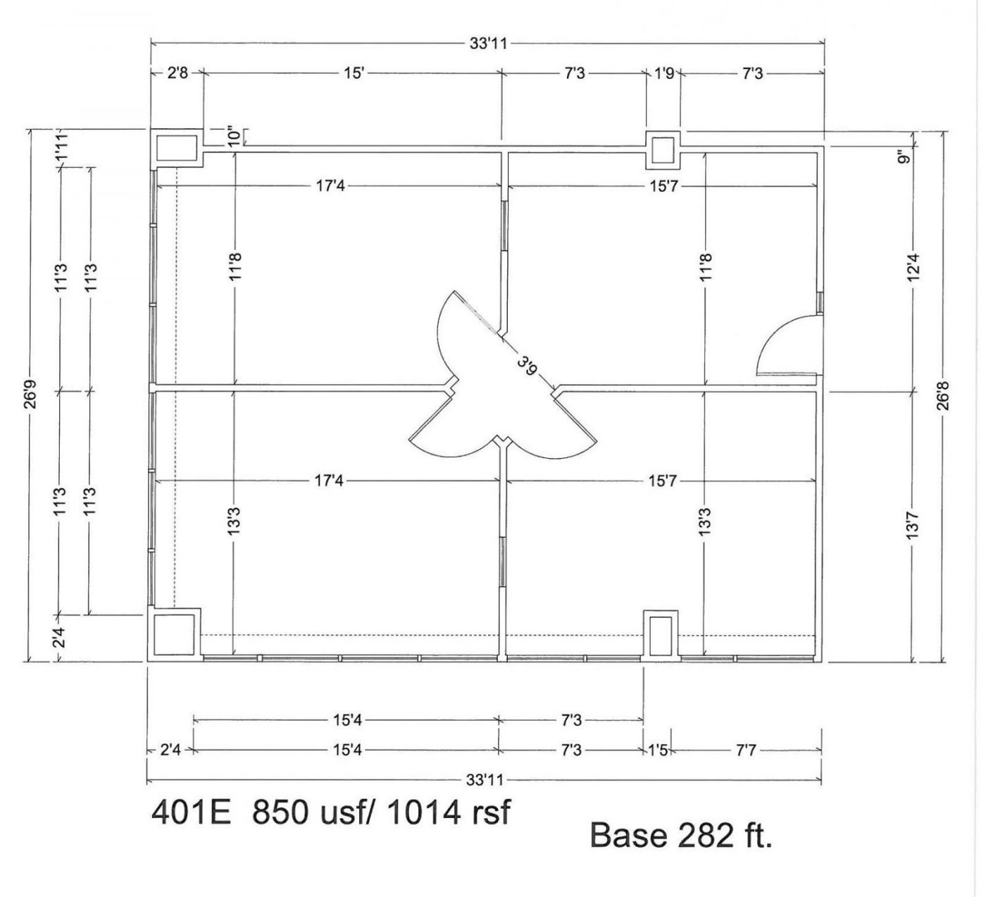 Floor Plan for unit 401E at 15565 Northland Dr Southfield, MI 48075