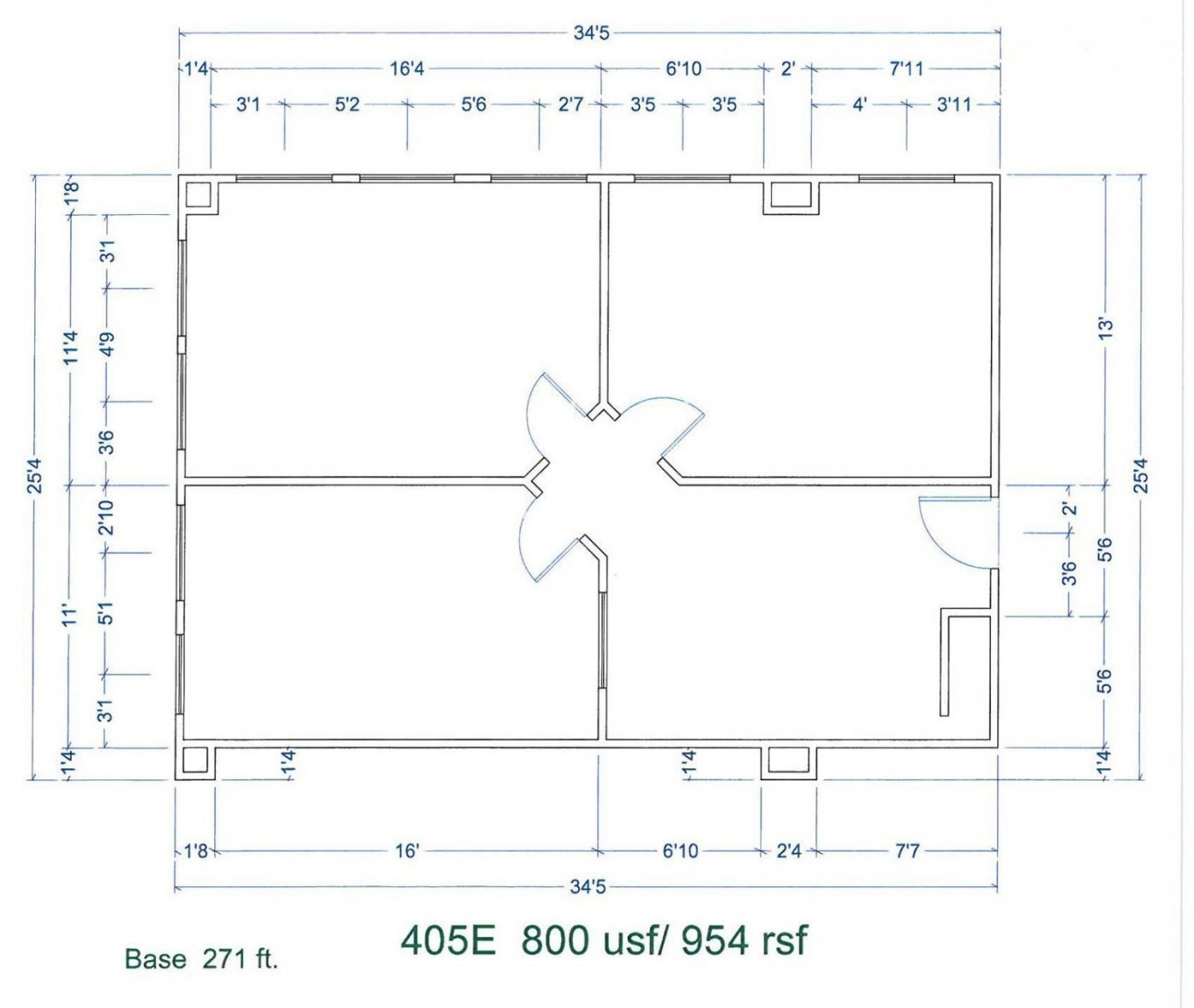 Floor Plan for unit 405E at 15565 Northland Dr Southfield, MI 48075