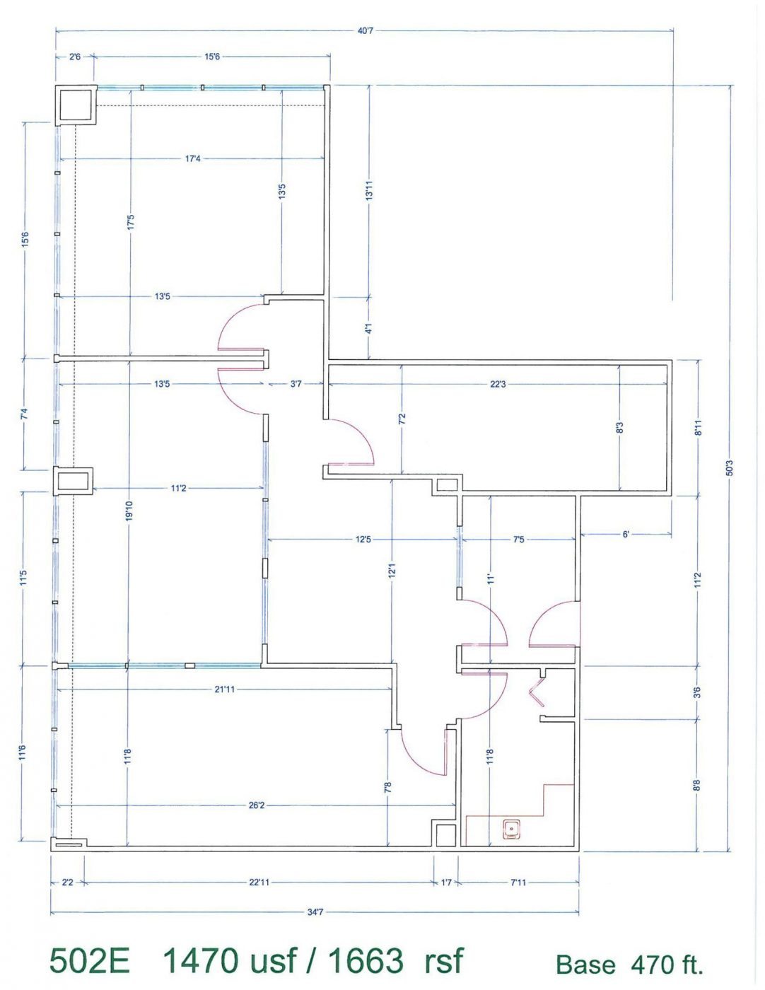 Floor Plan for unit 502E at 15565 Northland Dr Southfield, MI 48075