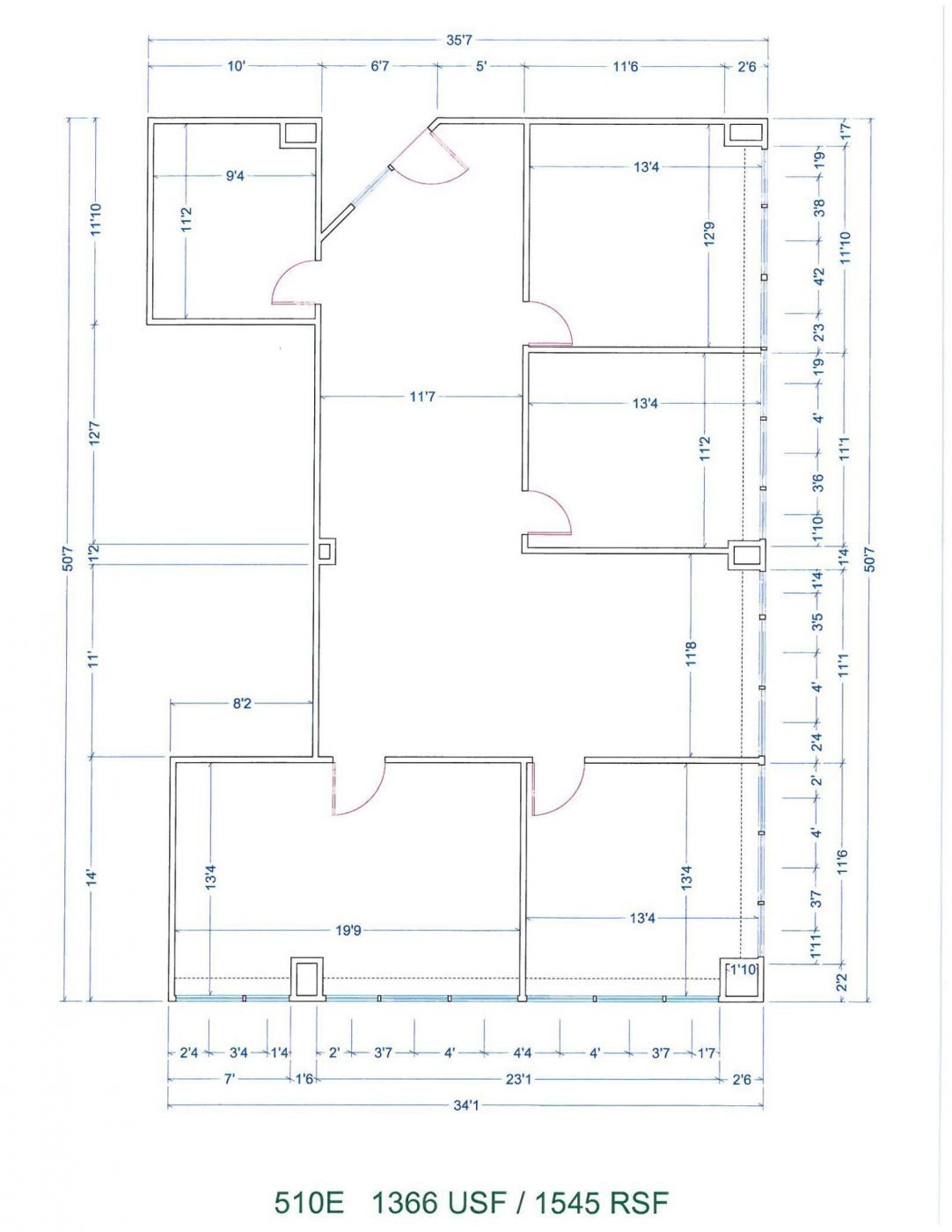 Floor Plan for unit 510E at 15565 Northland Dr Southfield, MI 48075