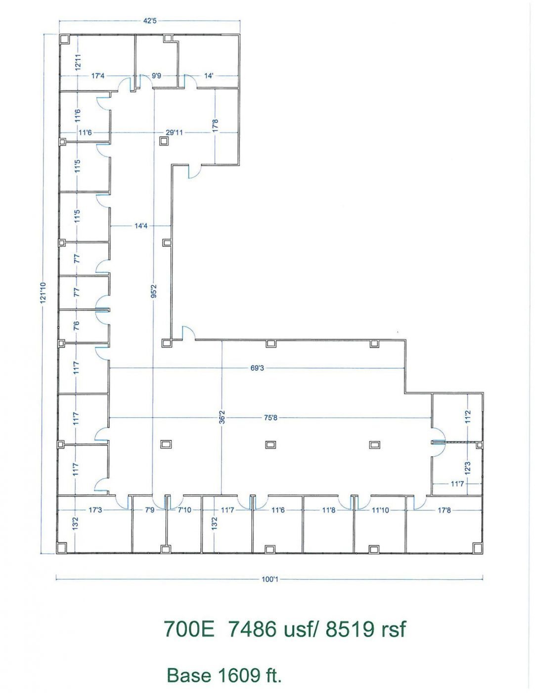 Floor Plan for unit 700E at 15565 Northland Dr Southfield, MI 48075