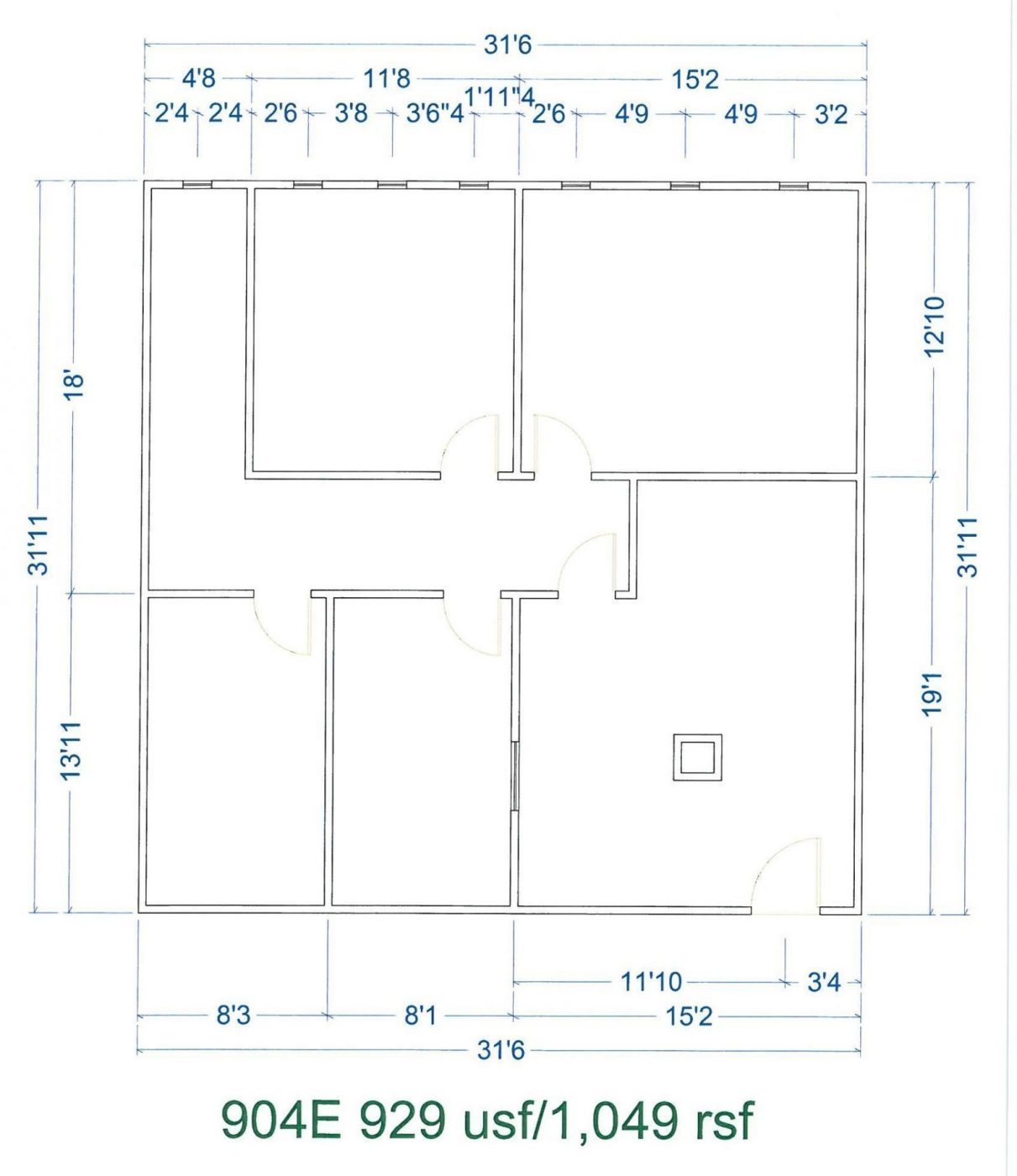 Floor Plan for unit 904E at 15565 Northland Dr Southfield, MI 48075