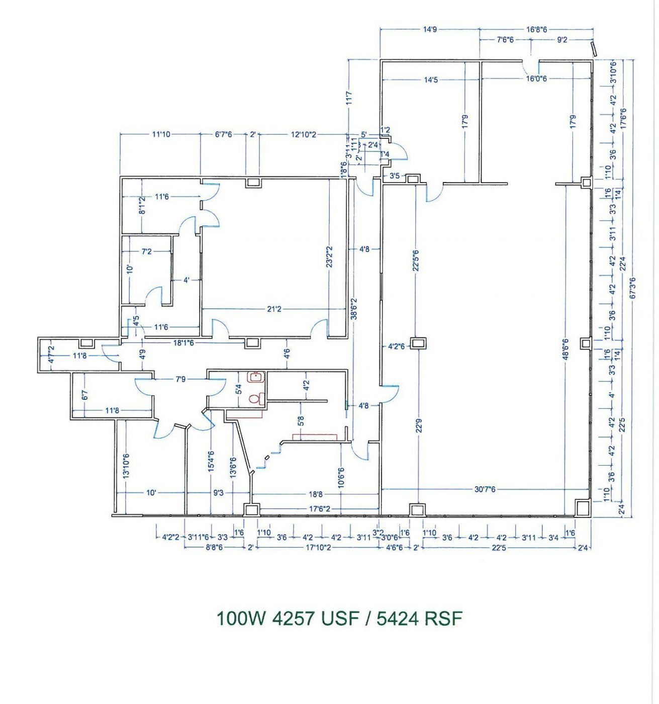Floor Plan for unit 100W at 15565 Northland Dr Southfield, MI 48075