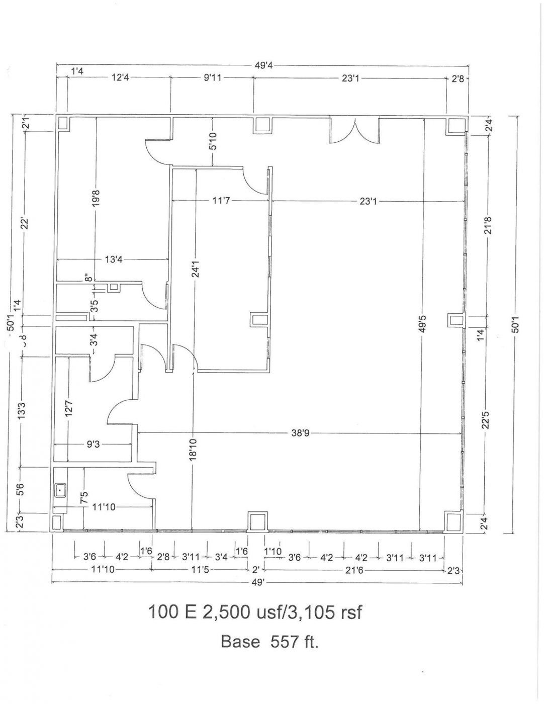 Floor Plan for unit 100E at 15565 Northland Dr Southfield, MI 48075