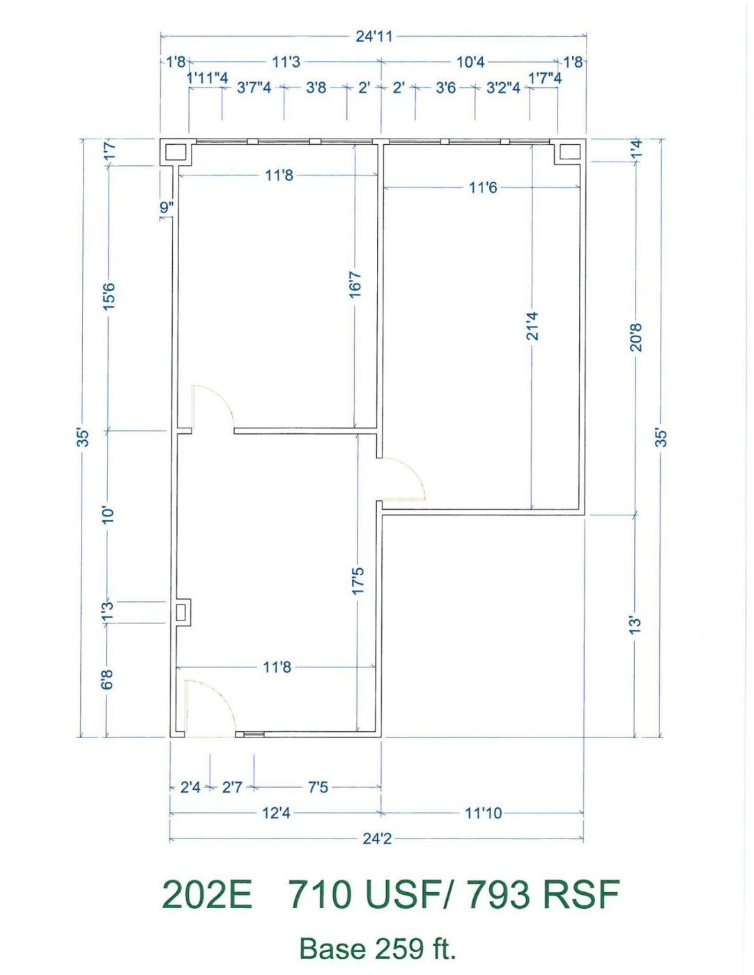Floor Plan for unit 202E at 15565 Northland Dr Southfield, MI 48075