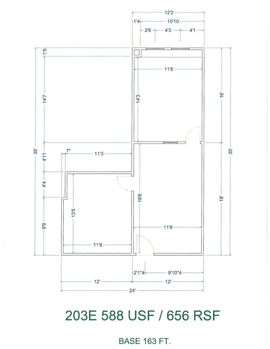 Floor Plan for unit 203E at 15565 Northland Dr Southfield, MI 48075