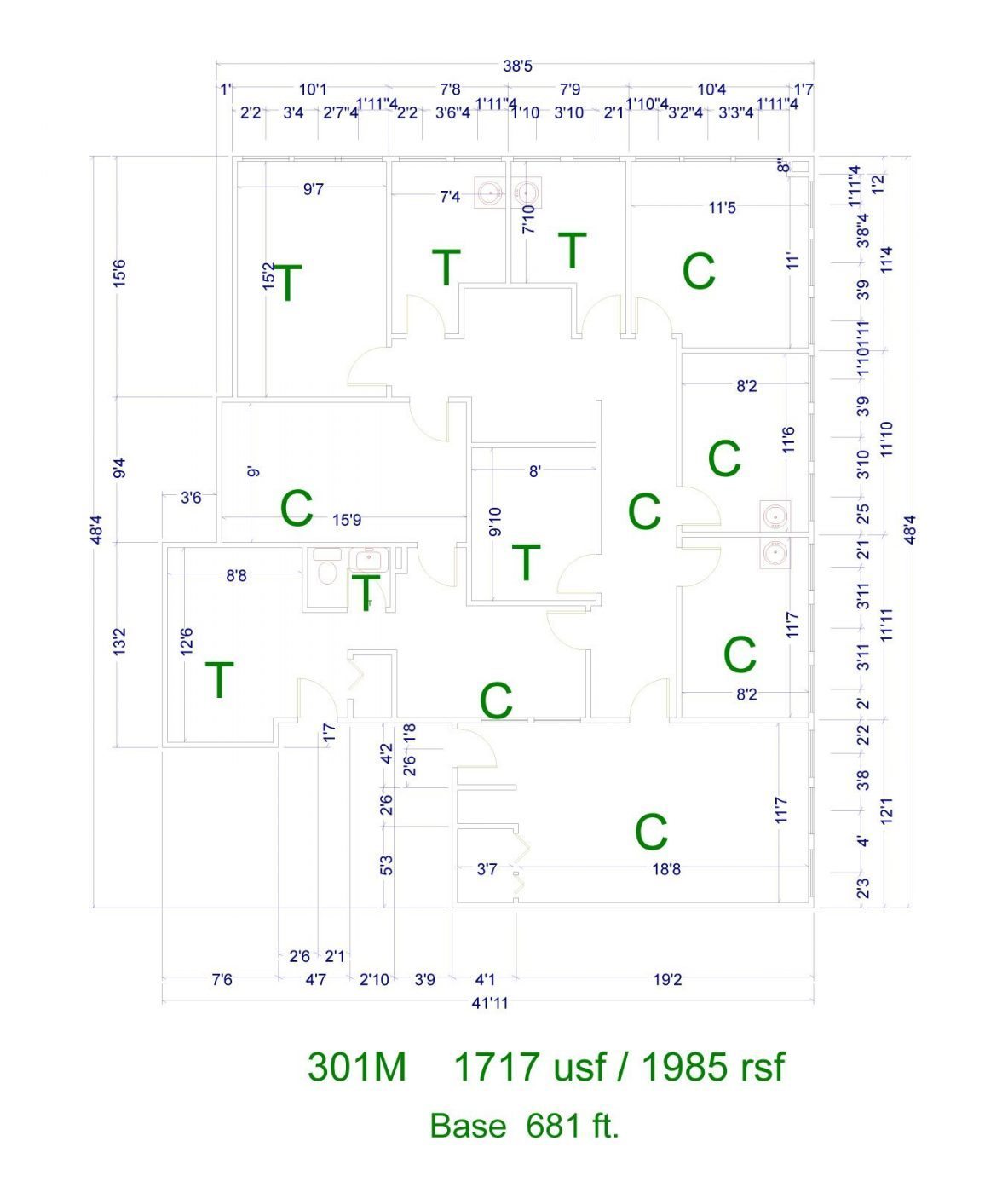 Floor Plan for unit 301M at 20905 Greenfield Rd - 3rd Floor Southfield, MI 48075