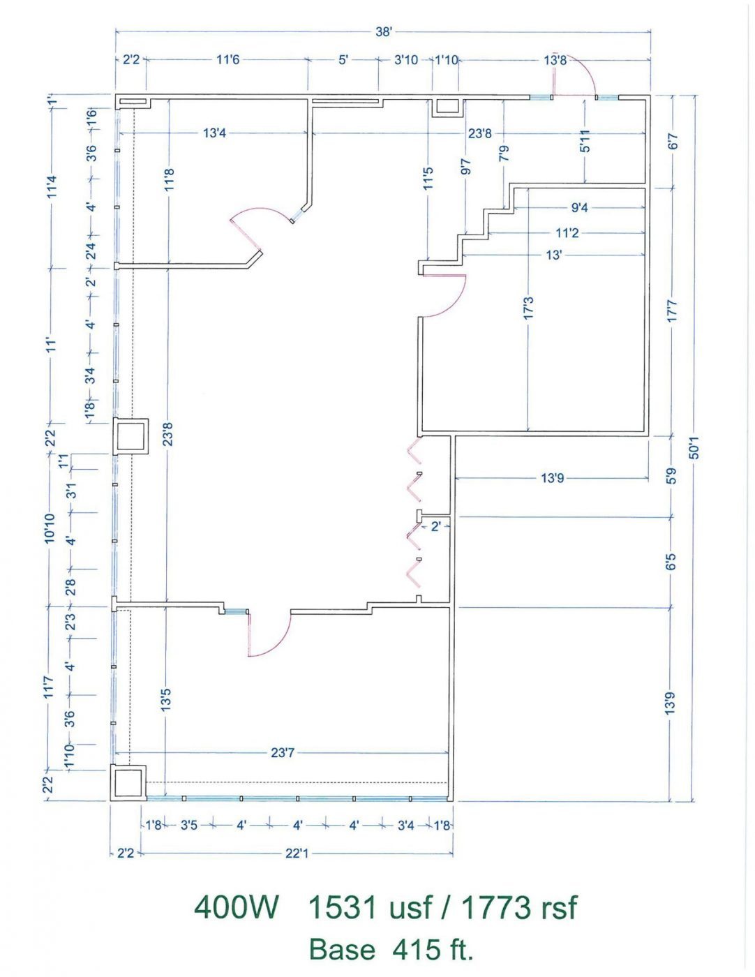 Floor Plan for unit 400W at 15565 Northland Dr Southfield, MI 48075