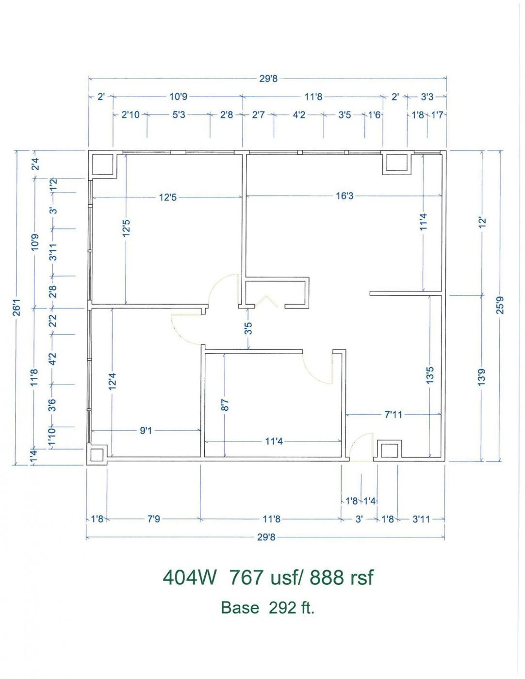 Floor Plan for unit 404W at 15565 Northland Dr Southfield, MI 48075