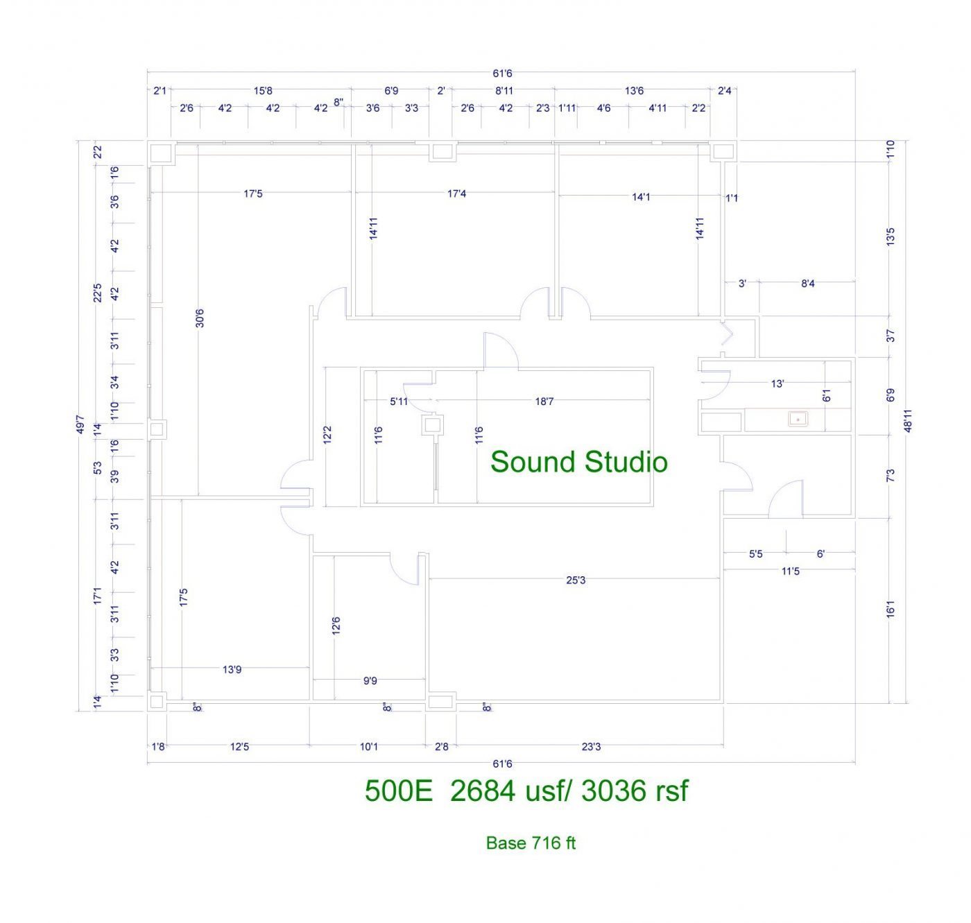 Floor Plan for unit 500E at 15565 Northland Dr Southfield, MI 48075