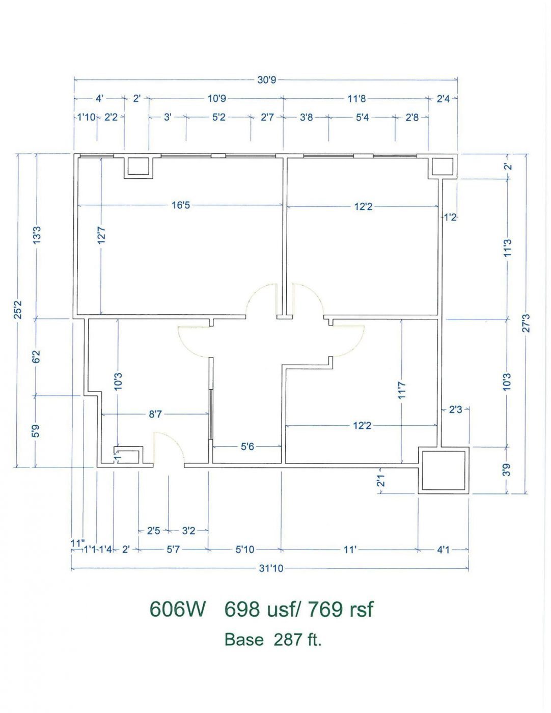 Floor Plan for unit 606W at 15565 Northland Dr Southfield, MI 48075