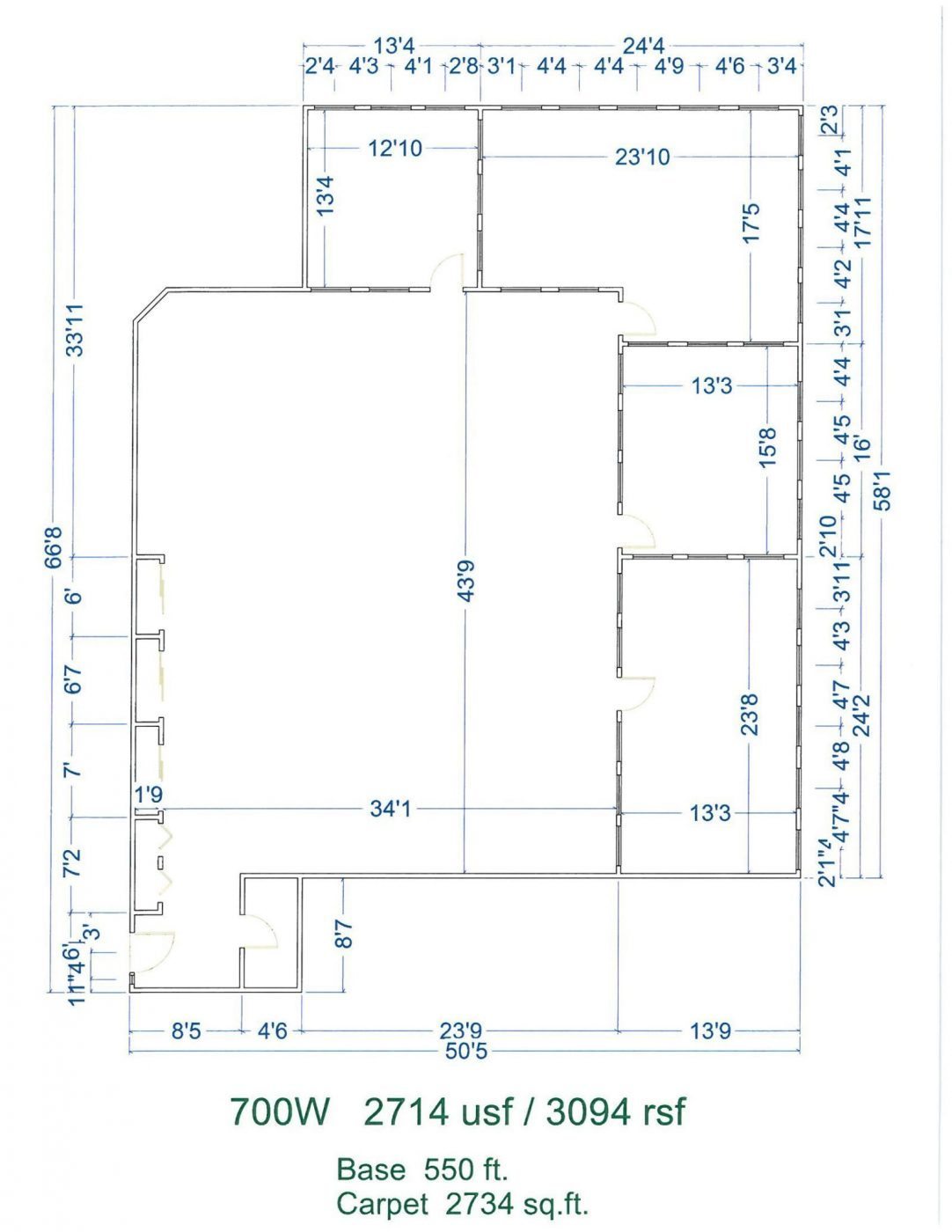 Floor Plan for unit 700W at 15565 Northland Dr Southfield, MI 48075