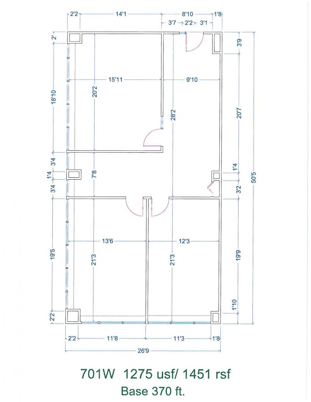 Floor Plan for unit 701W at 15565 Northland Dr Southfield, MI 48075