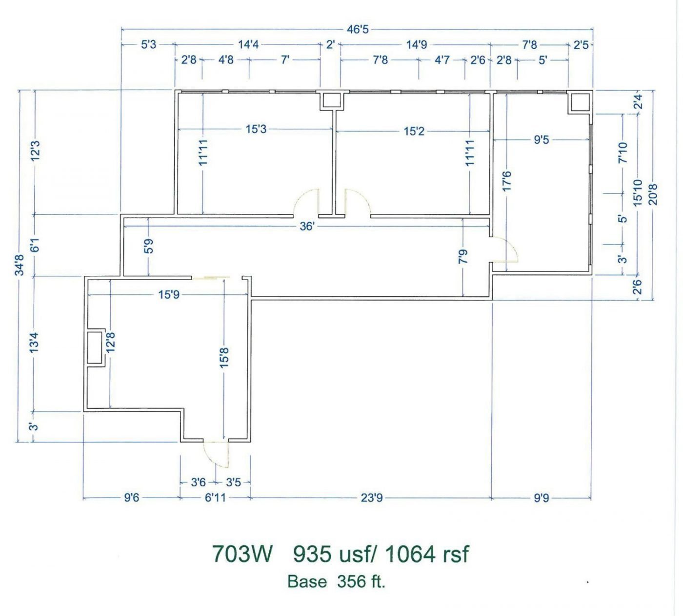 Floor Plan for unit 703W at 15565 Northland Dr Southfield, MI 48075
