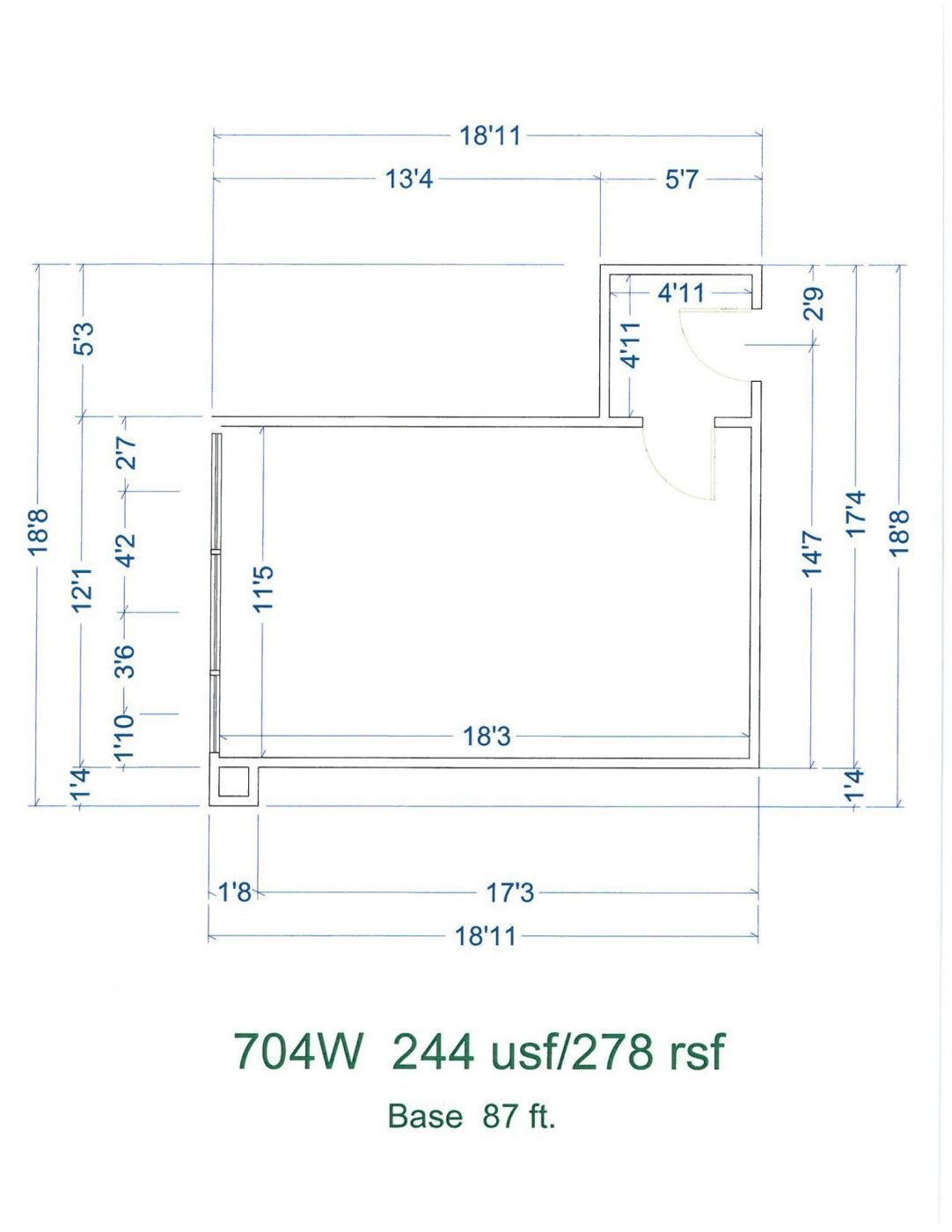 Floor Plan for unit 704W at 15565 Northland Dr Southfield, MI 48075