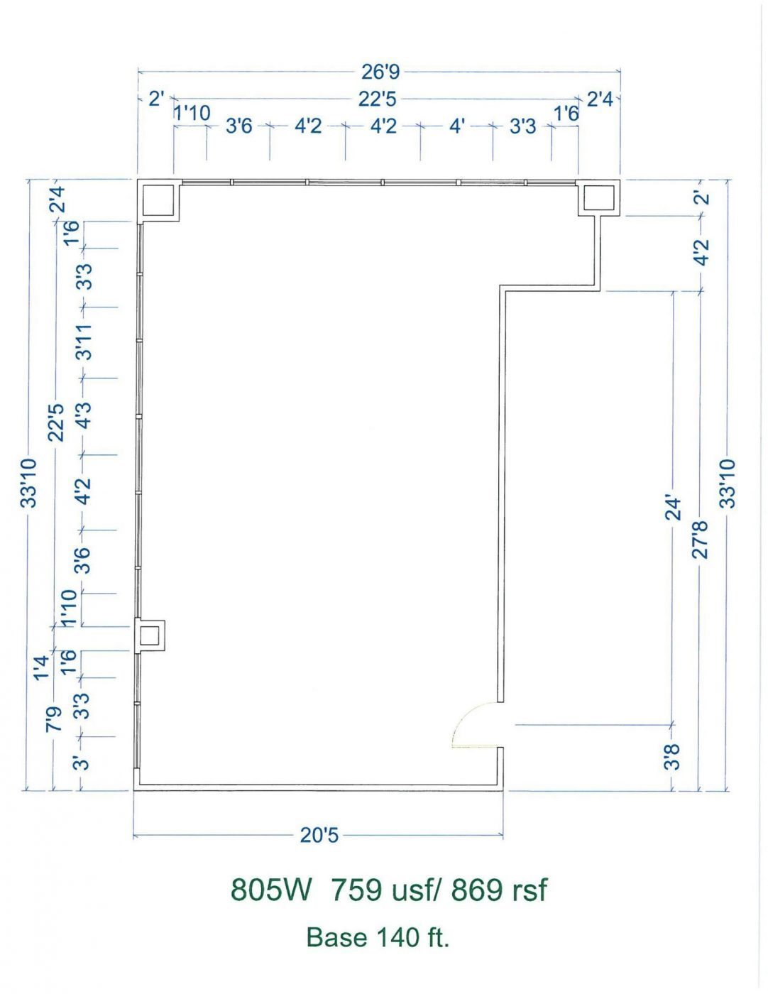 Floor Plan for unit 805W at 15565 Northland Dr Southfield, MI 48075
