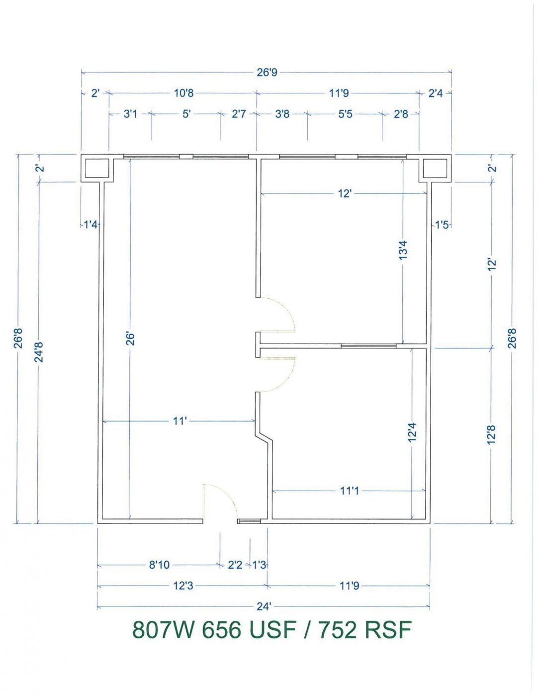 Floor Plan for unit 807W at 15565 Northland Dr Southfield, MI 48075