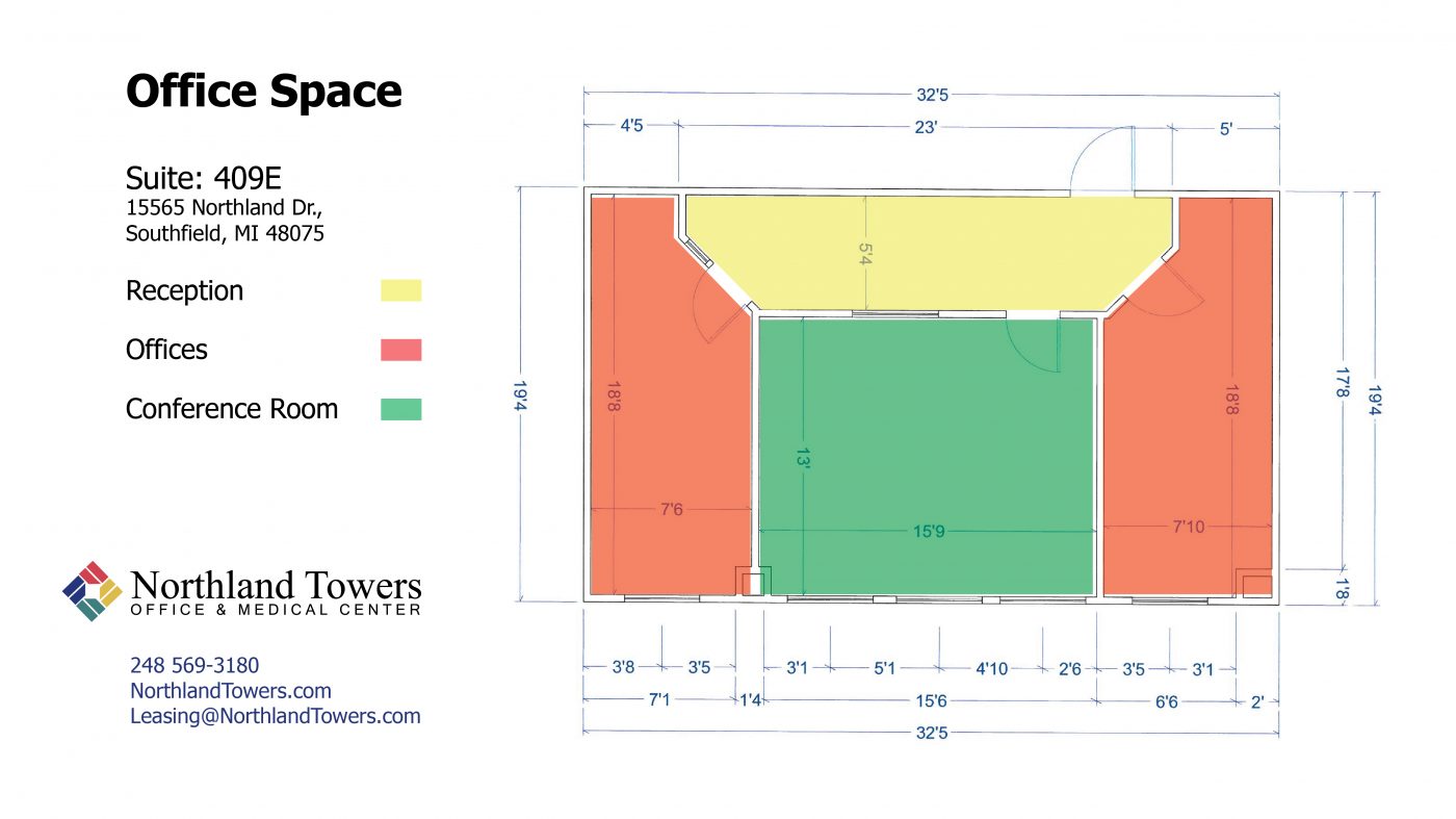 409E Office Space - Highlighted Floor Plan