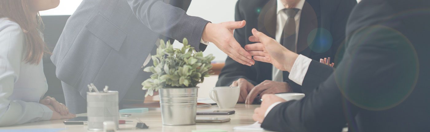 Employees meeting with management