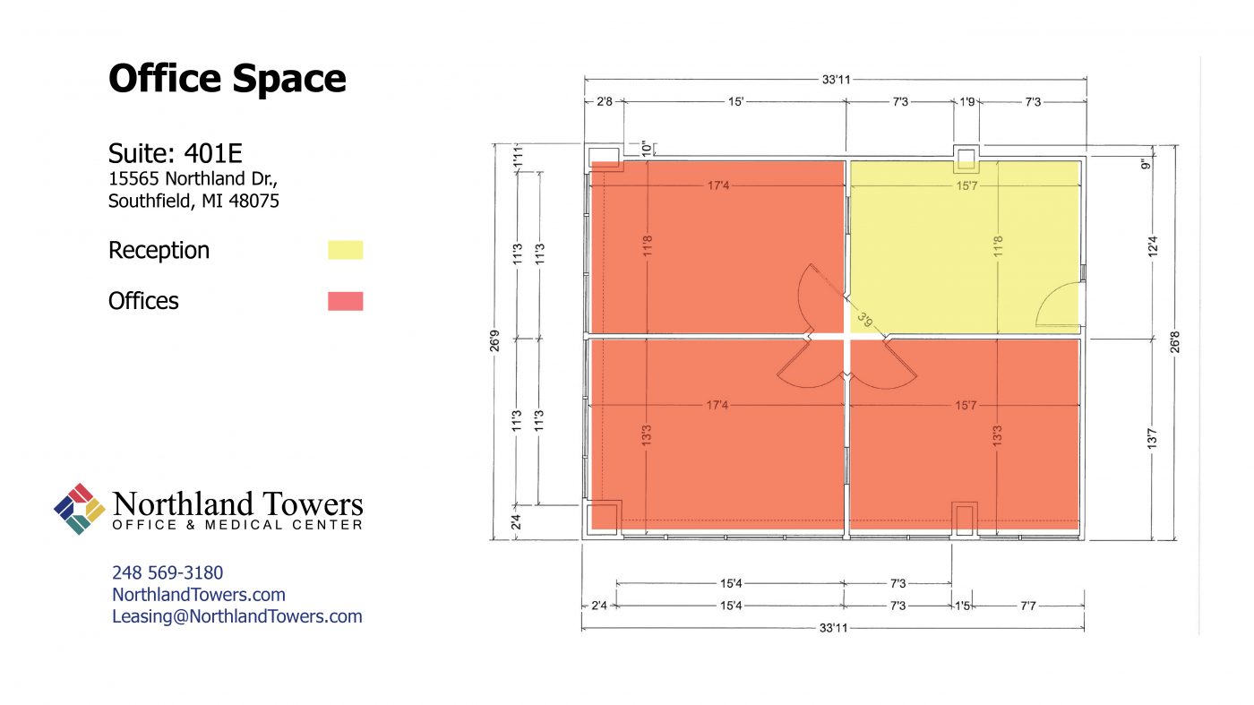 401E Office Space - Highlighted Floor Plan