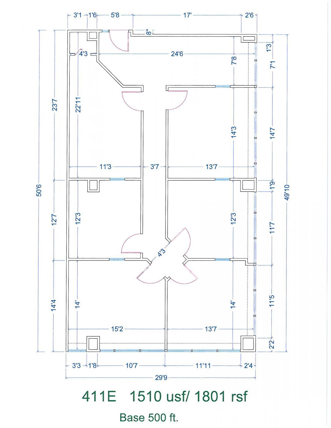 Floor Plan for unit 411E at 15565 Northland Dr, 15565 Northland Dr - East, 15565 Northland Dr Southfield, MI 48075